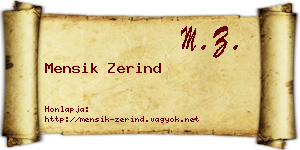 Mensik Zerind névjegykártya